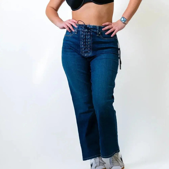 HUDSON Bullocks High Rise Lace Up Cropped Boot Jeans - Picture 1 of 15